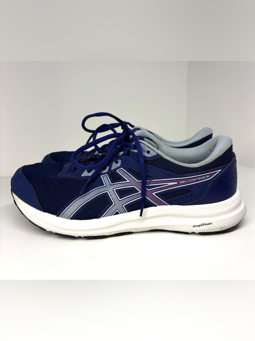 ASICS Navy and Purple Women's Athletic Running Shoes